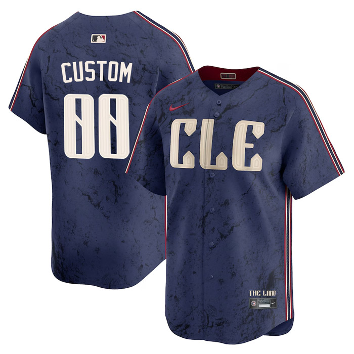 Cleveland Guardians Custom Navy 2024 City Connect Jersey