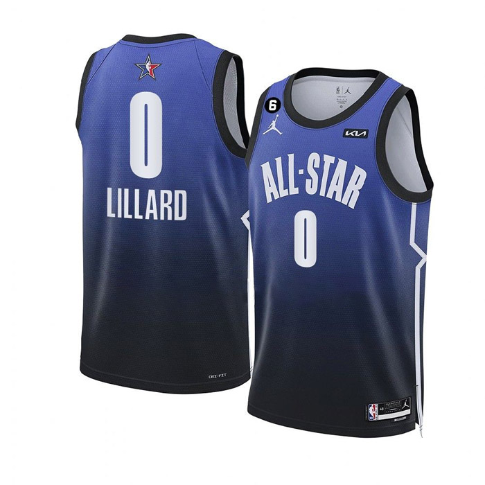 Men's Damian Lillard 2023 NBA All-Star Blue Stitched Jersey Portland ...